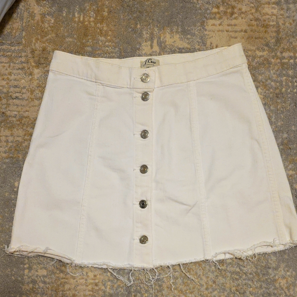 J. Crew White Button-Up Denim Skirt